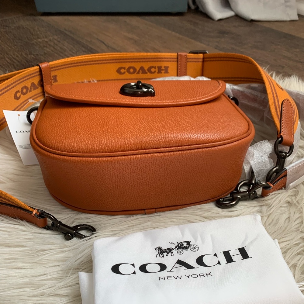 Coach Willow Saddle Bag With Leather And Web Straps - Picture 9 of 17